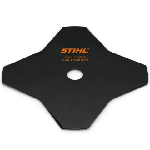 STIHL Couteau à herbe 4 dents – Couteau à herbe, 4 dents Ø 230 mm / Alésage 25,4 mm - photo produit