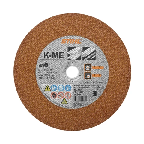 STIHL Disques de découpe K‑ME, abrasif, acier, Ø 230 mm Disque de découpe abrasif K‑ME Ø 230 mm pour acier Meule K-ME diam 230mm/9&Prime; – Disques de découpe K‑ME, abrasif, acier, Ø 230 mm - photo produit