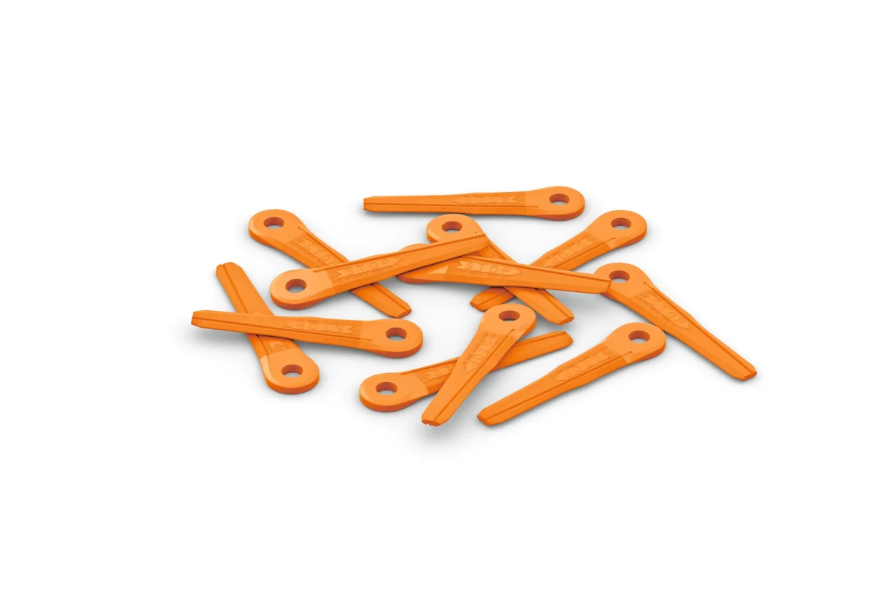 STIHL Jeu de 12 couteaux en plastique orange pour PolyCut 7-3, 27-3, 47-3 - photo produit