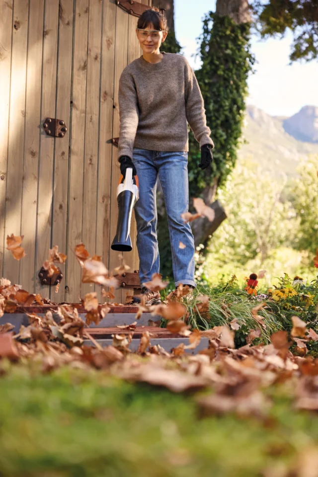 STIHL Pack Souffleur à batterie BGA 30 avec 2 batteries AS 2 et chargeur ALS 31 - en situation
