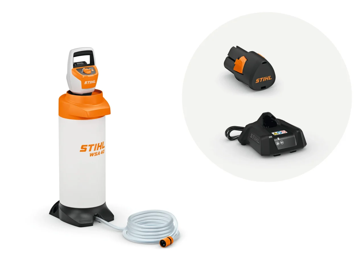 STIHL Réservoir d’eau WSA 40 – Pack batterie et chargeur - photo produit